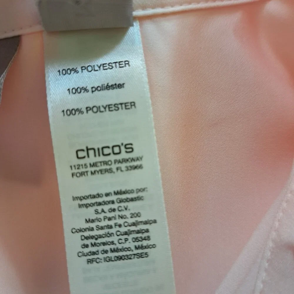 Chico's Peach Casual Button Up Shirt Size 3 - Picture 9 of 12